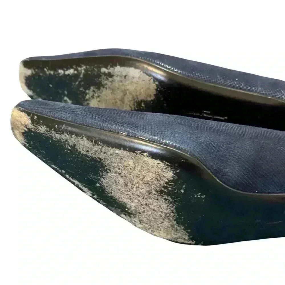 Salvatore Feragamo womens navy pumps 9.5 vintage heels snakeskin pattern shoes - Picture 10 of 13